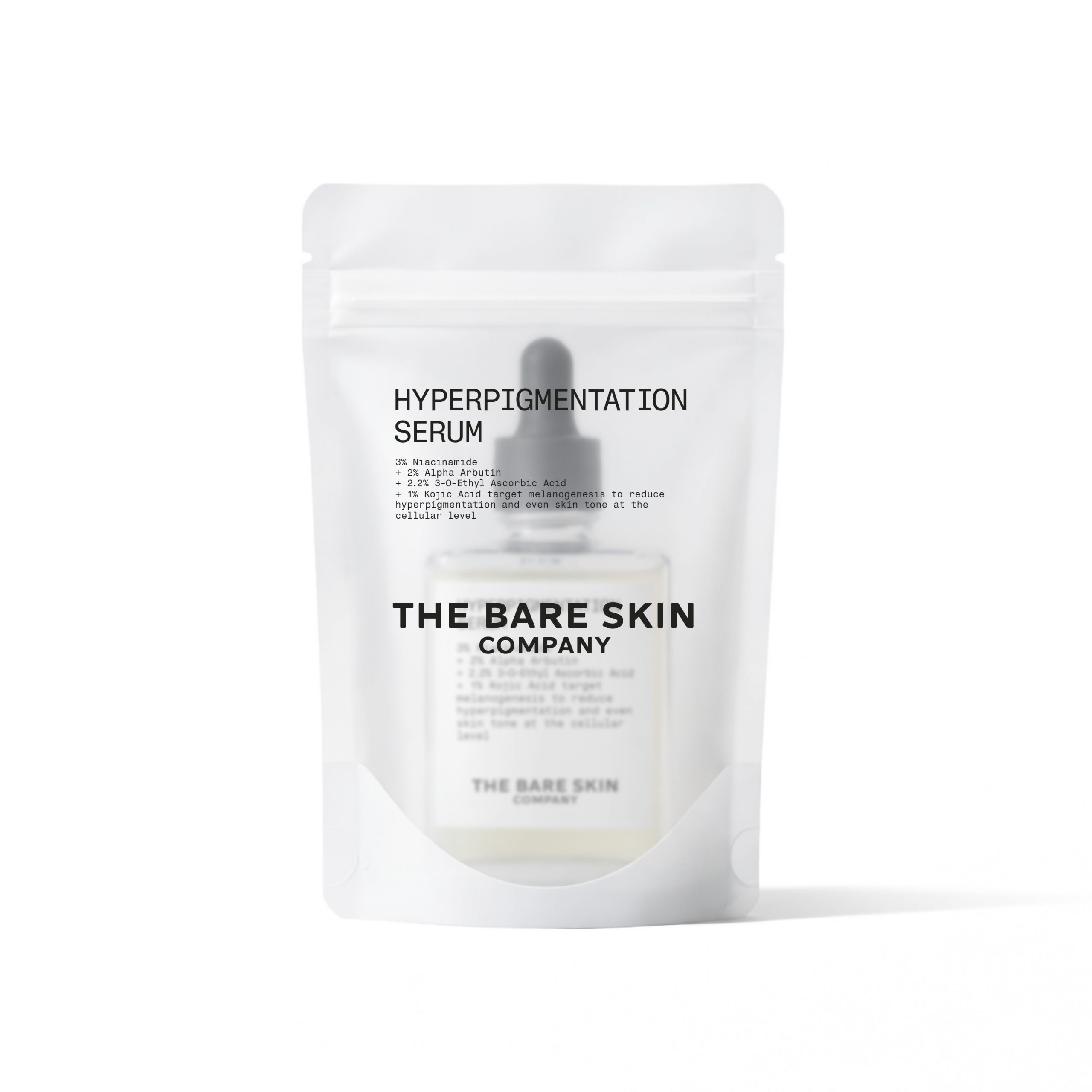 3% niacinamide + 2% alpha arbutin + vitamin C + kojic acid target melanogenesis to fade acne marks & even tone.