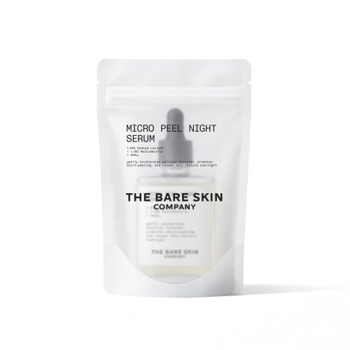 Gentle AHA night serum with sodium lactate refines texture, promotes micro-peeling & reveals smoother skin by morning.